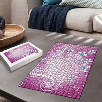 Polynesian Jellyfish Puzzle With Plumeria Pink