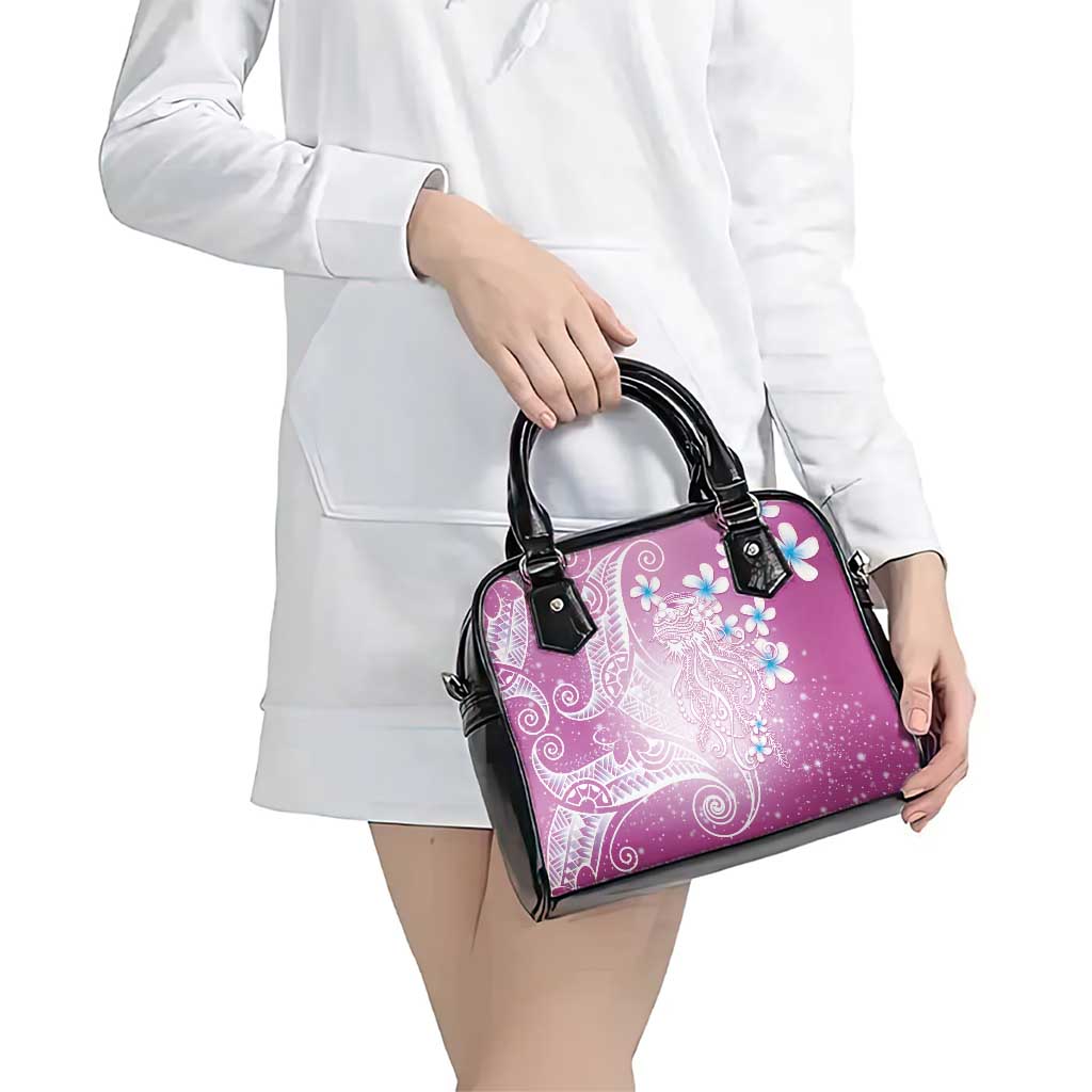 Polynesian Jellyfish Shoulder Handbag With Plumeria Pink