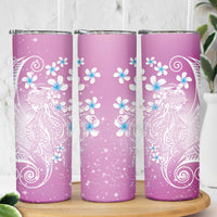 Polynesian Jellyfish Skinny Tumbler With Plumeria Pink