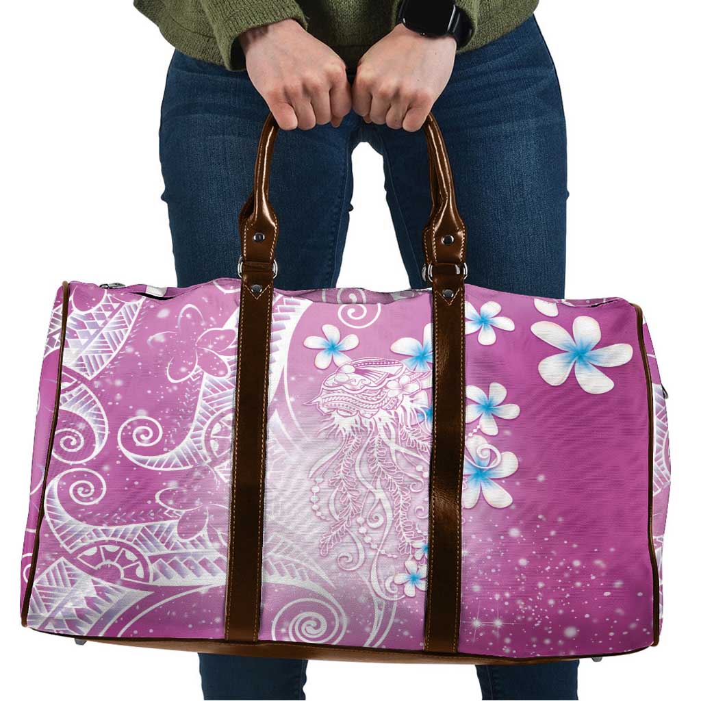 Polynesian Jellyfish Travel Bag With Plumeria Pink
