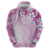 Polynesian Jellyfish Zip Hoodie With Plumeria Pink