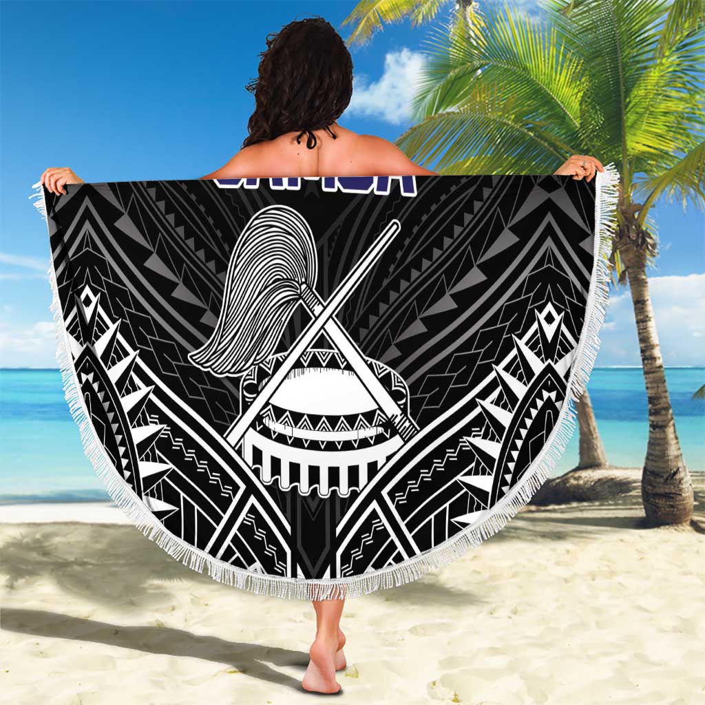American Samoa Flag Day Beach Blanket Bald Eagle With Polynesian Pattern