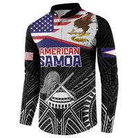 American Samoa Flag Day Button Sweatshirt Bald Eagle With Polynesian Pattern