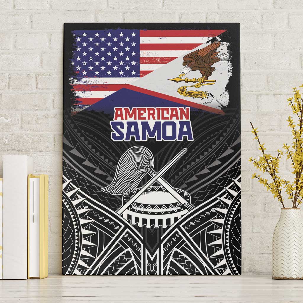American Samoa Flag Day Canvas Wall Art Bald Eagle With Polynesian Pattern