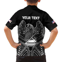 Personalised American Samoa Flag Day Family Matching Long Sleeve Bodycon Dress and Hawaiian Shirt Bald Eagle With Polynesian Pattern LT05 - Polynesian Pride