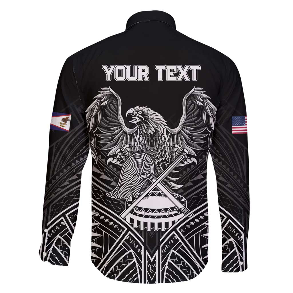 Personalised American Samoa Flag Day Family Matching Long Sleeve Bodycon Dress and Hawaiian Shirt Bald Eagle With Polynesian Pattern LT05 - Polynesian Pride