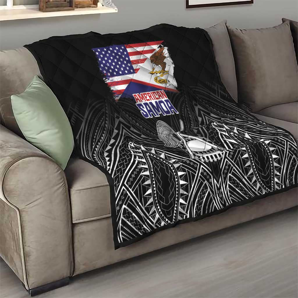 American Samoa Flag Day Quilt Bald Eagle With Polynesian Pattern