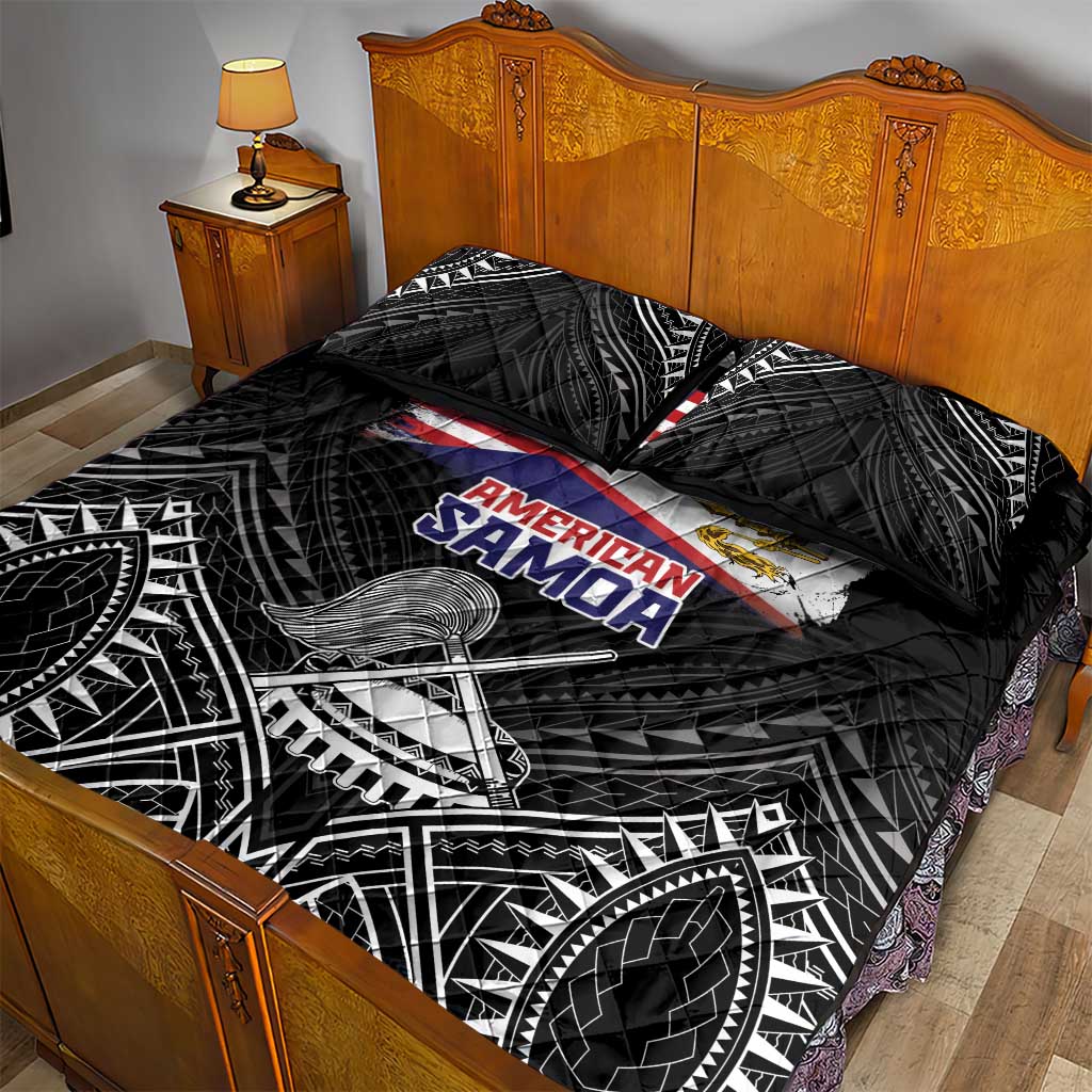 American Samoa Flag Day Quilt Bed Set Bald Eagle With Polynesian Pattern