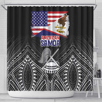 American Samoa Flag Day Shower Curtain Bald Eagle With Polynesian Pattern