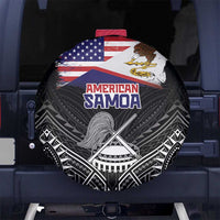 American Samoa Flag Day Spare Tire Cover Bald Eagle With Polynesian Pattern