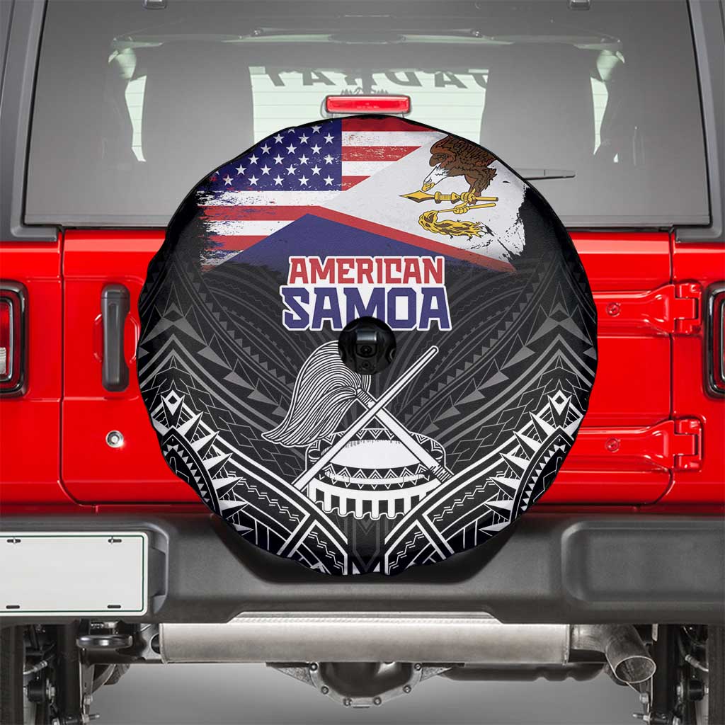 American Samoa Flag Day Spare Tire Cover Bald Eagle With Polynesian Pattern