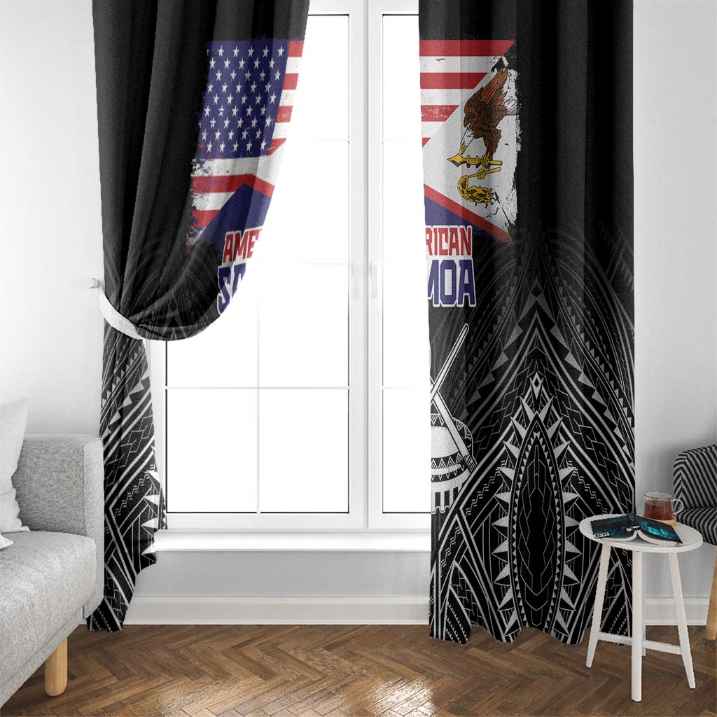 American Samoa Flag Day Window Curtain Bald Eagle With Polynesian Pattern
