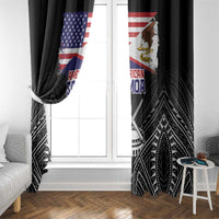 American Samoa Flag Day Window Curtain Bald Eagle With Polynesian Pattern