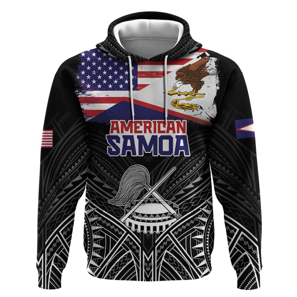 American Samoa Flag Day Zip Hoodie Bald Eagle With Polynesian Pattern