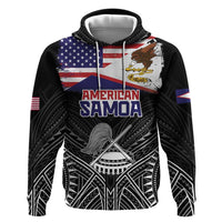 American Samoa Flag Day Zip Hoodie Bald Eagle With Polynesian Pattern