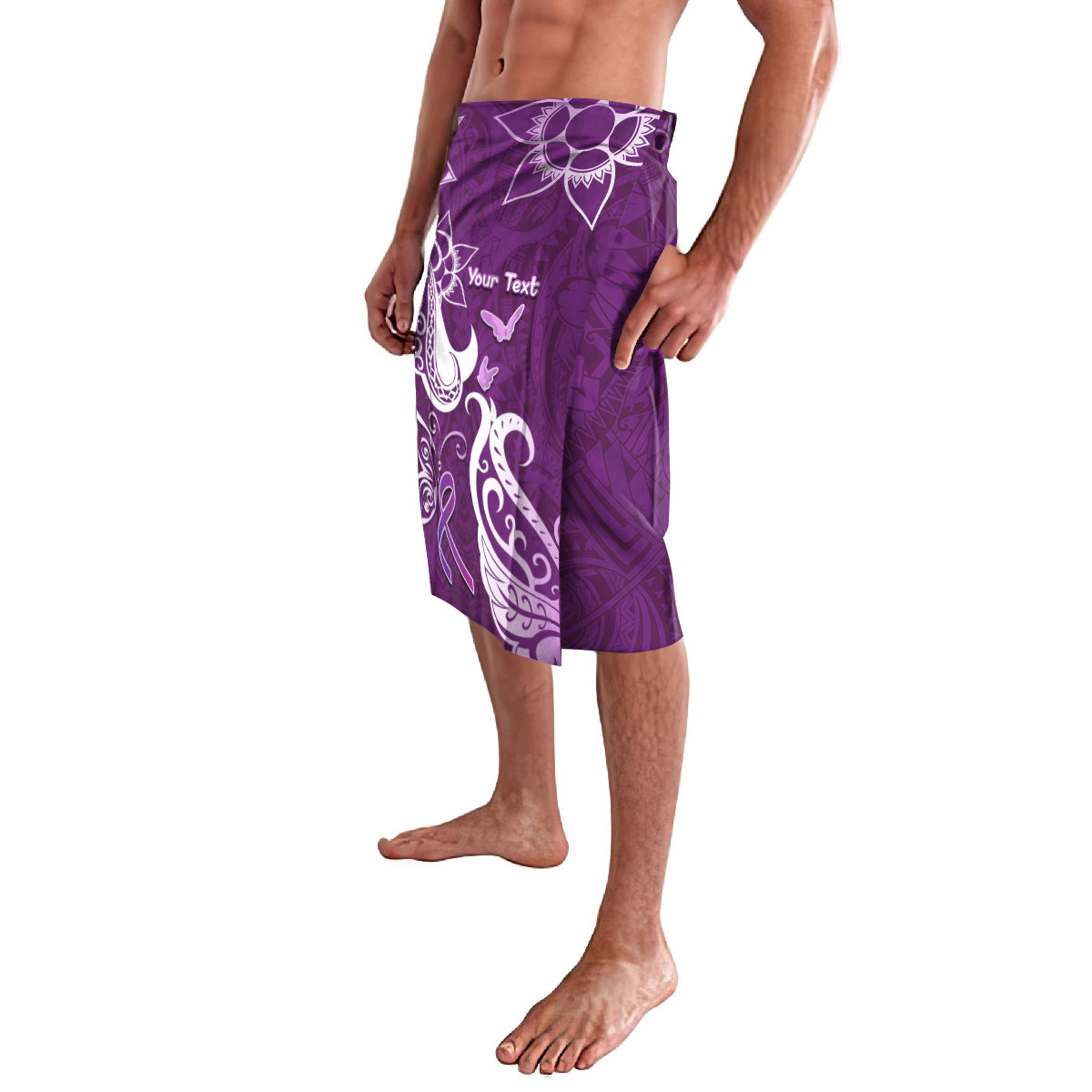 Personalised Fibromyalgia Awareness Lavalava Polynesian Purple Ribbon