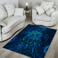 New Zealand Dream Catcher Area Rug Maori Koru Pattern Blue Version
