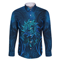 New Zealand Dream Catcher Family Matching Tank Maxi Dress and Hawaiian Shirt Maori Koru Pattern Blue Version