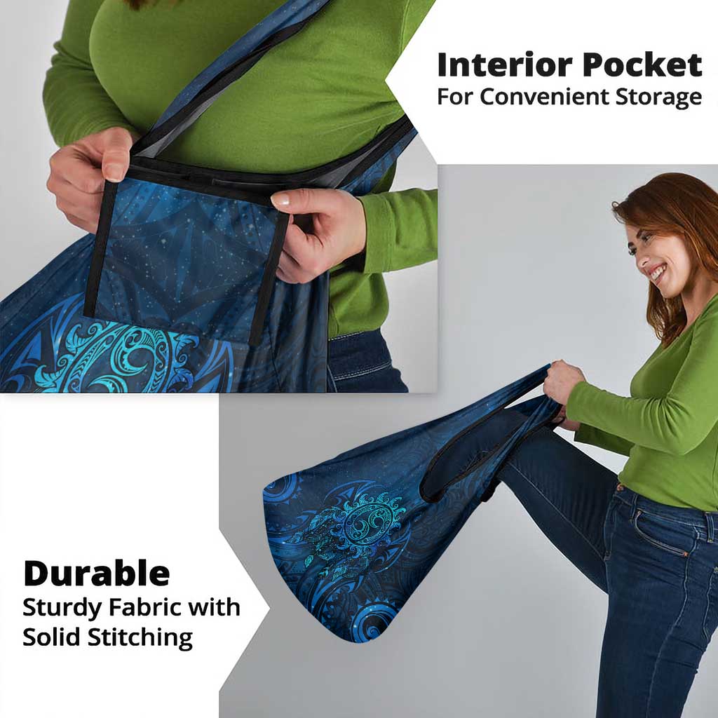 New Zealand Dream Catcher Grocery Bag Maori Koru Pattern Blue Version