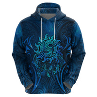 New Zealand Dream Catcher Hoodie Maori Koru Pattern Blue Version