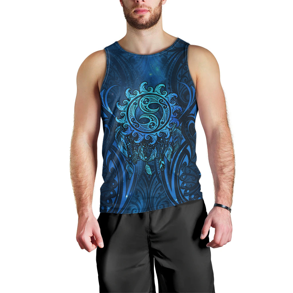 New Zealand Dream Catcher Men Tank Top Maori Koru Pattern Blue Version