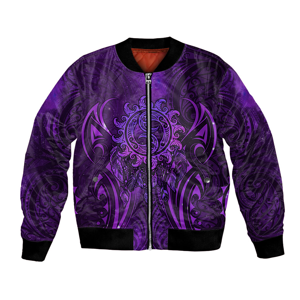 New Zealand Dream Catcher Bomber Jacket Maori Koru Pattern Purple Version