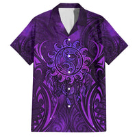 New Zealand Dream Catcher Family Matching Long Sleeve Bodycon Dress and Hawaiian Shirt Maori Koru Pattern Purple Version