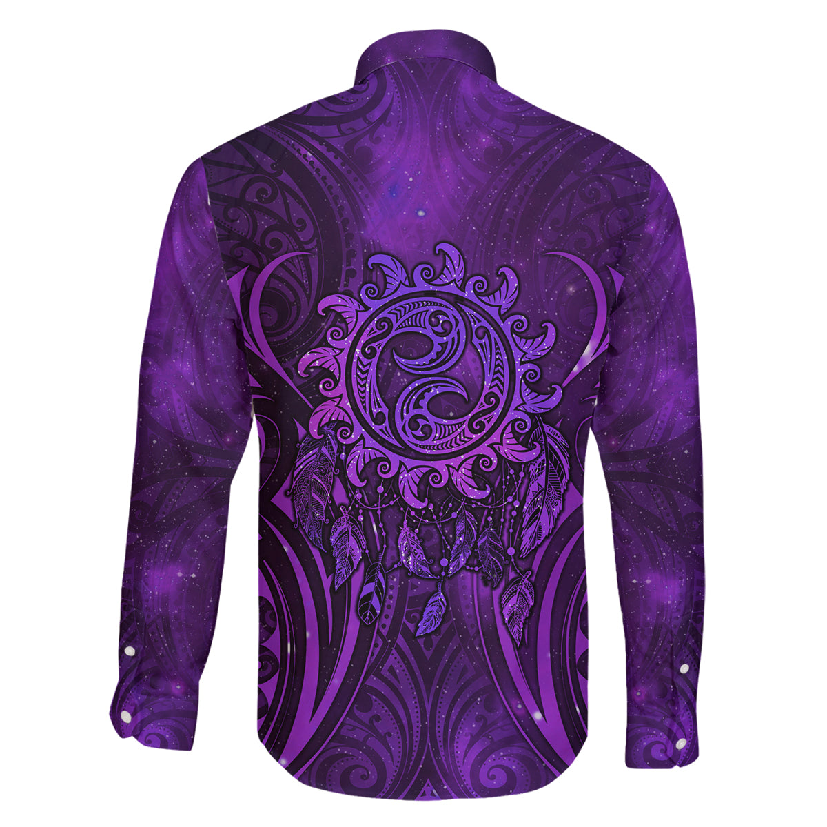 New Zealand Dream Catcher Family Matching Long Sleeve Bodycon Dress and Hawaiian Shirt Maori Koru Pattern Purple Version