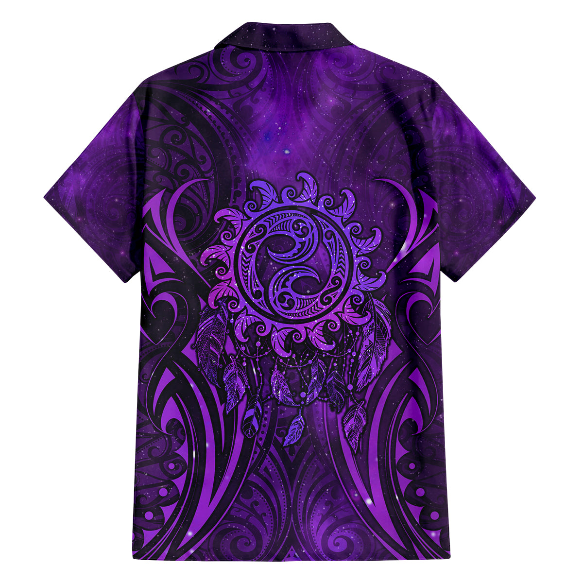 New Zealand Dream Catcher Family Matching Puletasi and Hawaiian Shirt Maori Koru Pattern Purple Version