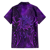 New Zealand Dream Catcher Family Matching Short Sleeve Bodycon Dress and Hawaiian Shirt Maori Koru Pattern Purple Version