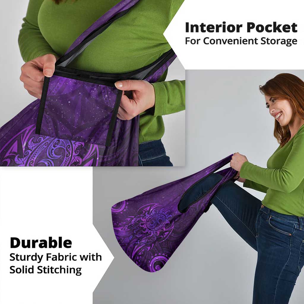 New Zealand Dream Catcher Grocery Bag Maori Koru Pattern Purple Version