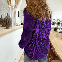 New Zealand Dream Catcher Women Casual Shirt Maori Koru Pattern Purple Version