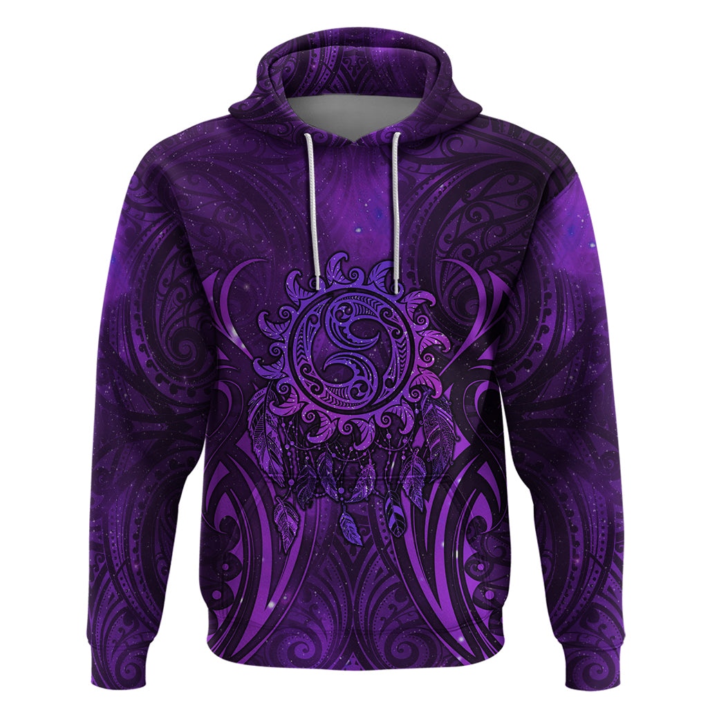 New Zealand Dream Catcher Zip Hoodie Maori Koru Pattern Purple Version