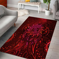 New Zealand Dream Catcher Area Rug Maori Koru Pattern Red Version