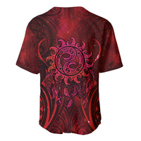 New Zealand Dream Catcher Baseball Jersey Maori Koru Pattern Red Version