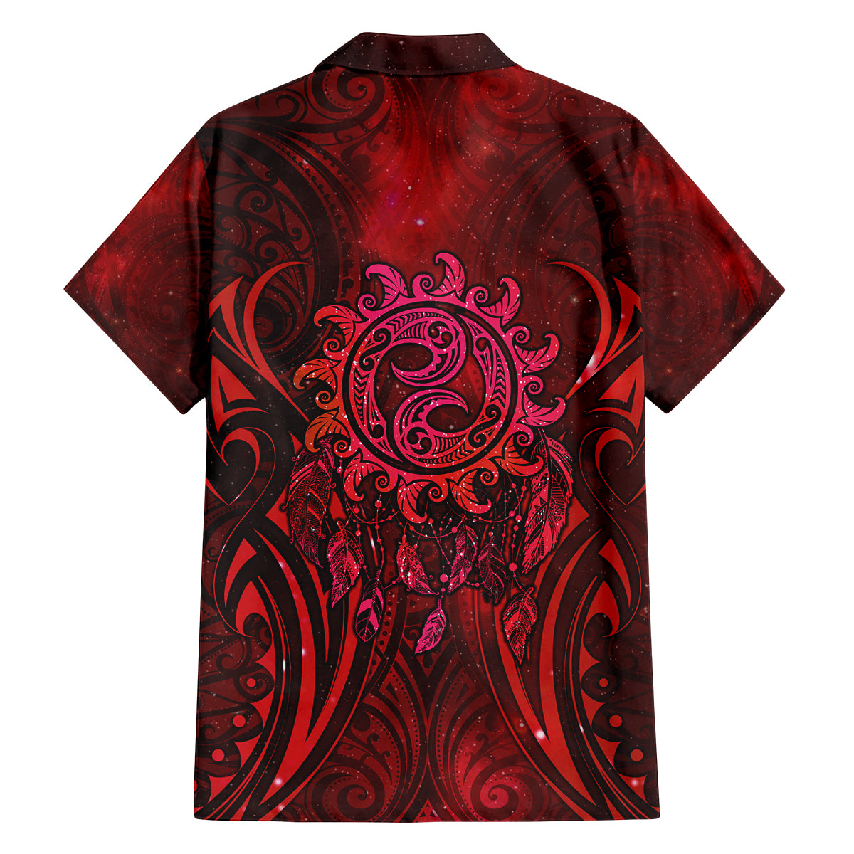 New Zealand Dream Catcher Family Matching Long Sleeve Bodycon Dress and Hawaiian Shirt Maori Koru Pattern Red Version