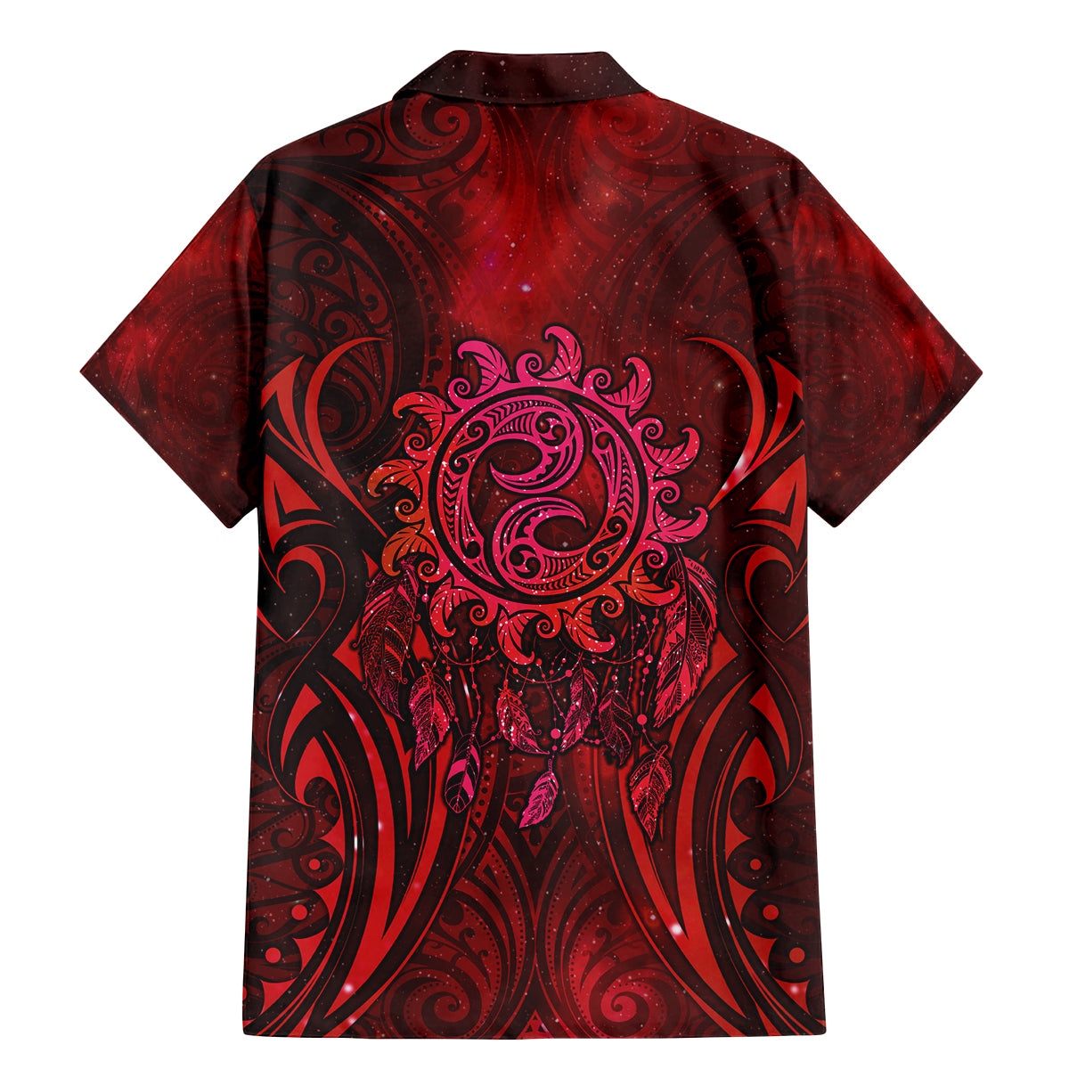 New Zealand Dream Catcher Family Matching Mermaid Dress and Hawaiian Shirt Maori Koru Pattern Red Version