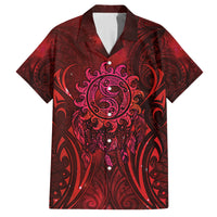 New Zealand Dream Catcher Family Matching Summer Maxi Dress and Hawaiian Shirt Maori Koru Pattern Red Version