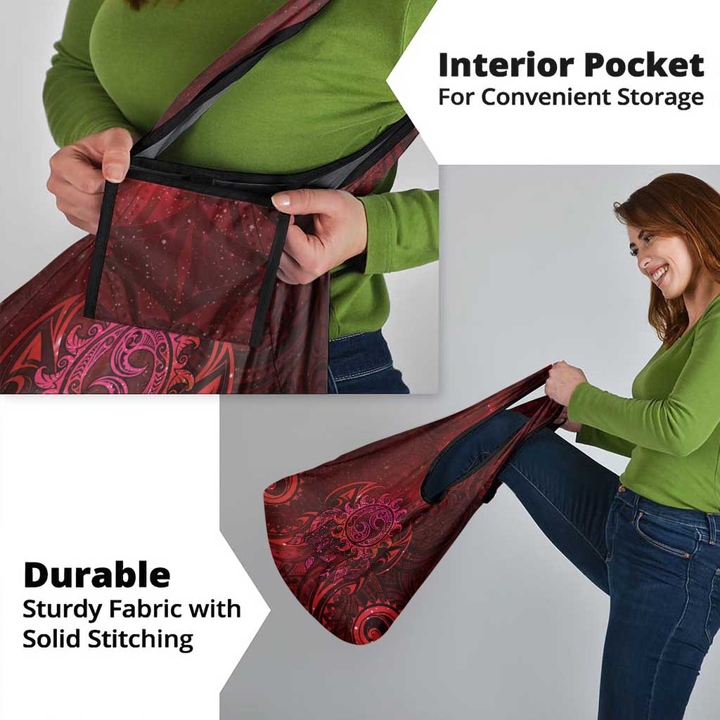 New Zealand Dream Catcher Grocery Bag Maori Koru Pattern Red Version