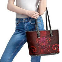New Zealand Dream Catcher Leather Tote Bag Maori Koru Pattern Red Version