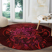 New Zealand Dream Catcher Round Carpet Maori Koru Pattern Red Version