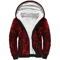 New Zealand Dream Catcher Sherpa Hoodie Maori Koru Pattern Red Version