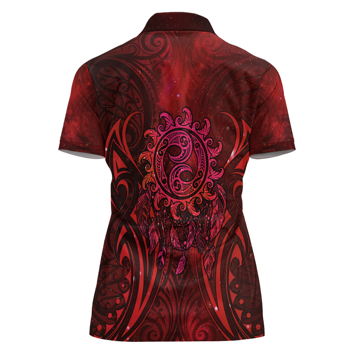 New Zealand Dream Catcher Women Polo Shirt Maori Koru Pattern Red Version