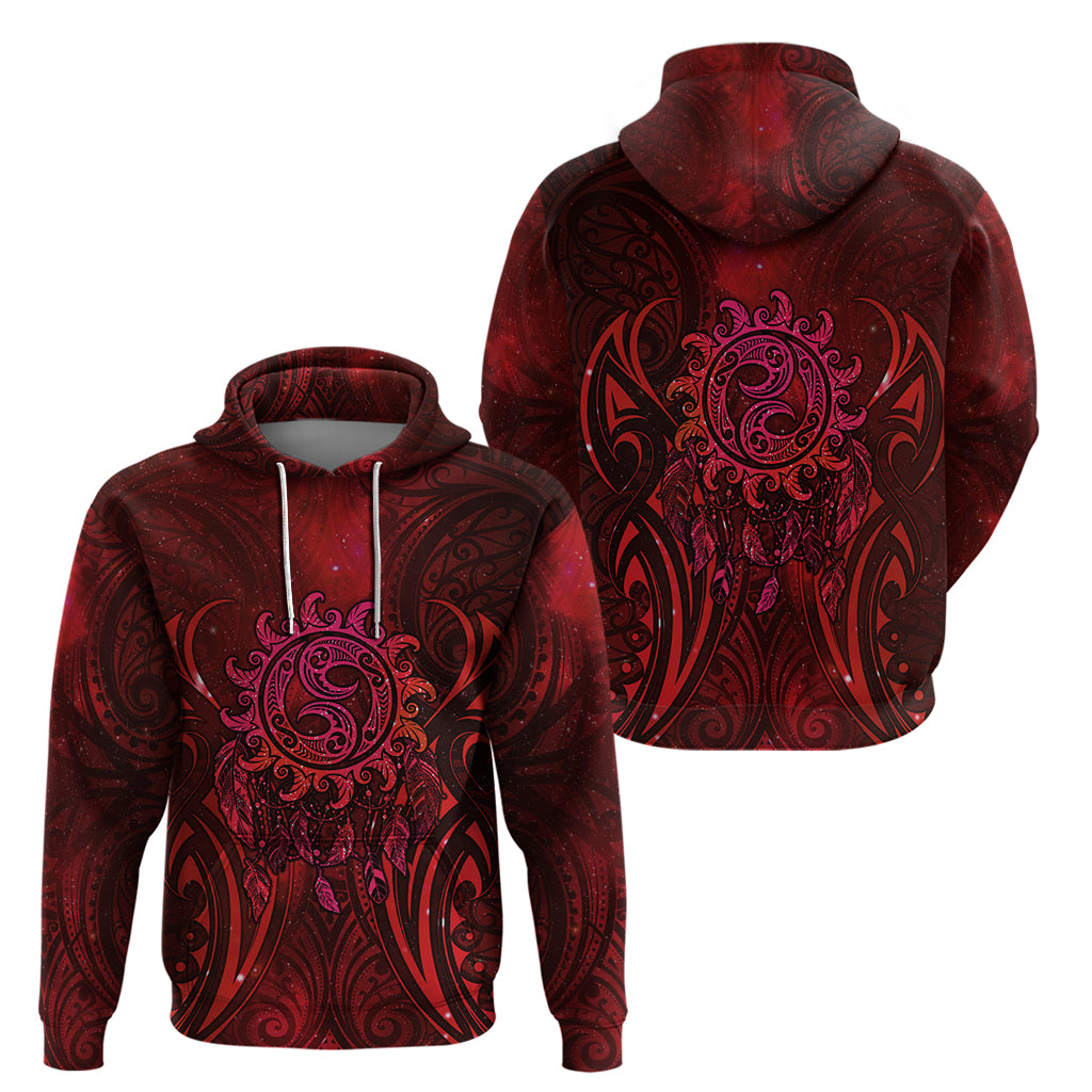 New Zealand Dream Catcher Zip Hoodie Maori Koru Pattern Red Version