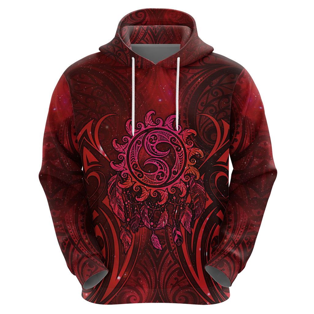 New Zealand Dream Catcher Zip Hoodie Maori Koru Pattern Red Version