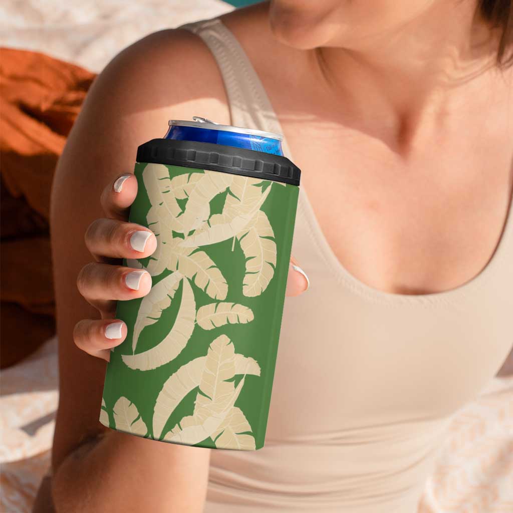 Hawaii Pua Kenikeni Lei 4 in 1 Can Cooler Tumbler With Lau Maia Green LT05 - Polynesian Pride