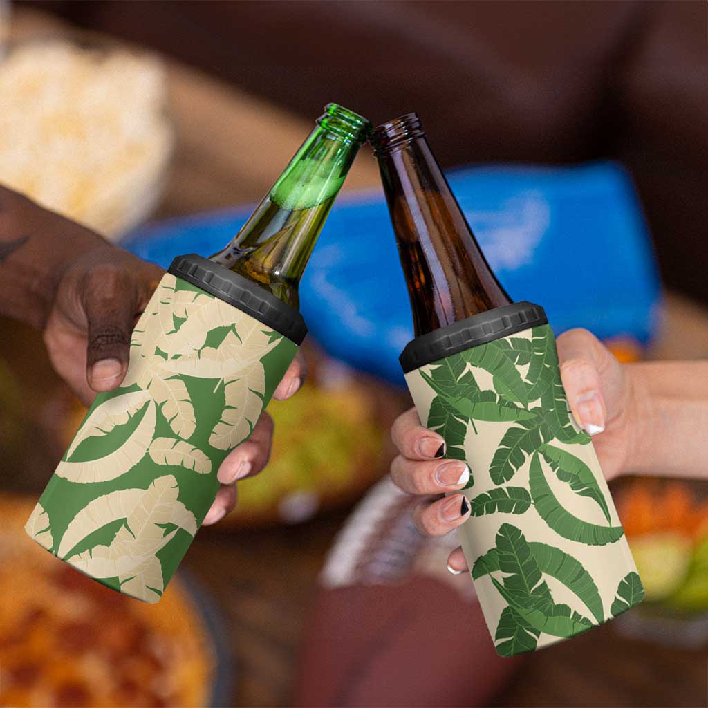 Hawaii Pua Kenikeni Lei 4 in 1 Can Cooler Tumbler With Lau Maia Green LT05 - Polynesian Pride
