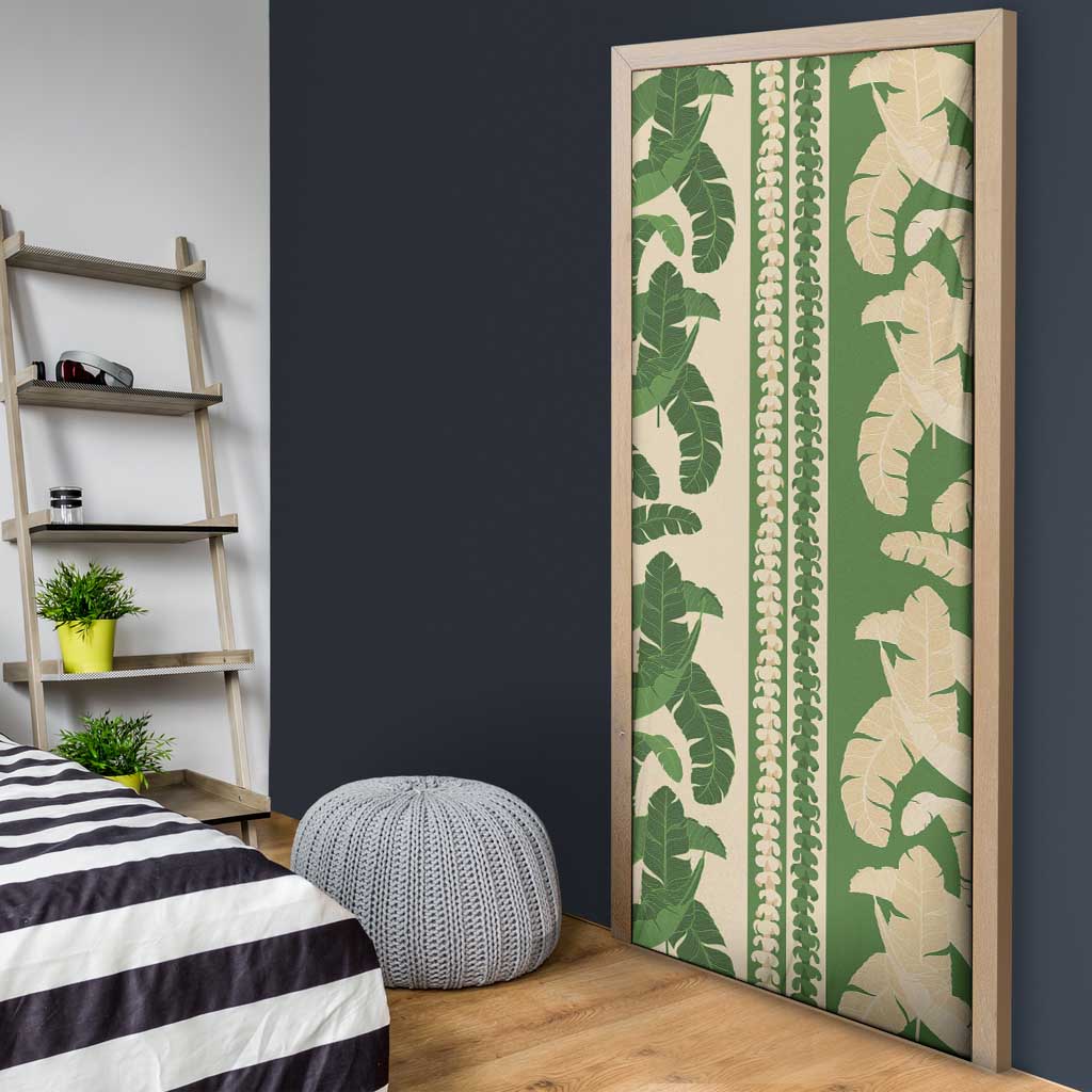 Hawaii Pua Kenikeni Lei Door Cover With Lau Maia Green