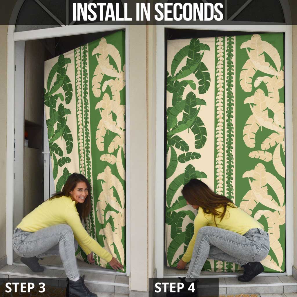 Hawaii Pua Kenikeni Lei Door Cover With Lau Maia Green