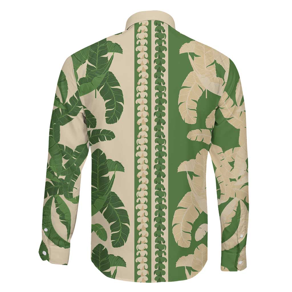 Hawaii Pua Kenikeni Lei Family Matching Short Sleeve Bodycon Dress and Hawaiian Shirt With Lau Maia Green